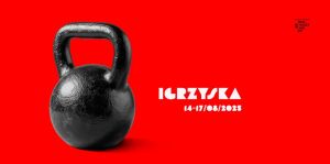 Kettlebell na czerwonym tle, logo festiwalu oraz napis: Igrzyska 14-17.08.2025