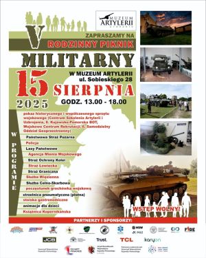 Plakat promujący Rodzinny Piknik Militarny w Muzeum Artylerii w Toruniu