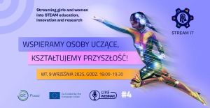 Komiksowa postać superbohaterki na banerze webinaru.