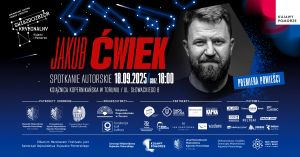 Plakat promujący spotkanie z Jakubem Ćwiekiem