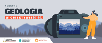 Plakat konkursowy z motywem aparatu fotograficznego.