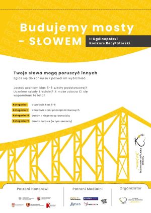 Plakat z fragmentem mostu oraz informacjami o konkursie.