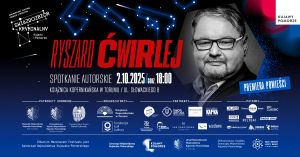 Grafika z wizerunkiem pisarza oraz informacjami o wydarzeniu.