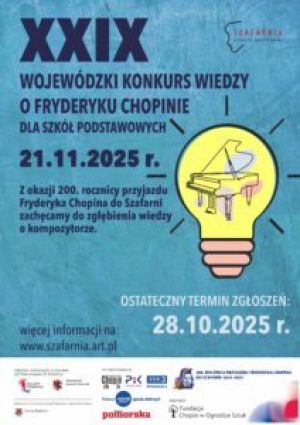 Plakat promujący XXIX Konkurs Wiedzy o Fryderyku Chopinie