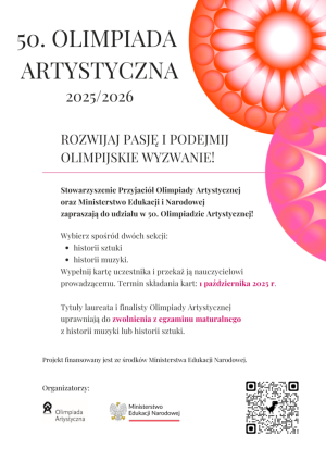 Plakat konkursowy z logotypami organizatorów i zaproszeniem do udziału.