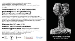 Plakat promujący spotkanie z prof. UMK dr hab. Hanną Brzuszkiewicz w Ratuszu Staromiejskim
