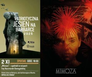 Plakat promujący koncert z wizerunkiem artystki, motywem lasu i logo organizatora.