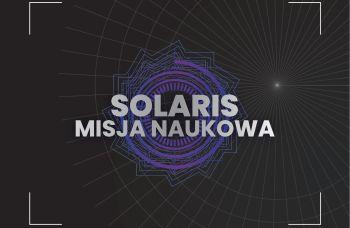 Linie i figury geometryczne oraz napis: Solaris misja naukowa.