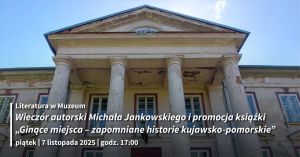 Przyniszczony fronton klasycystycznego budynku.