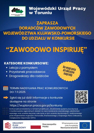 Plakat promocyjny konkursu "Zawodowo Inspiruję"
