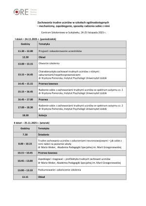 Program szkolenia.