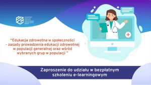 Lekarka ze stetoskopem na plakacie szkolenia "Edukacja zdrowotna..."