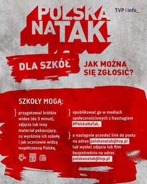 Plakat akcji w barwach narodowych i logo TVP Info.