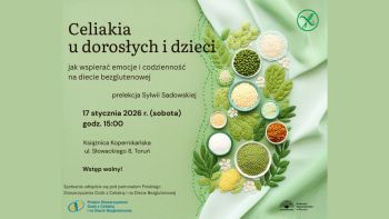 Plakat promujący wydarzenie z informacjami o nim, logotypami organizatorów i motywem warzyw i kasz w miseczkach.