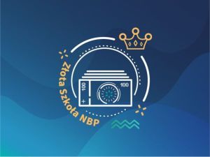 Baner programu  Złote Szkoły NBP z motywem banknotów.