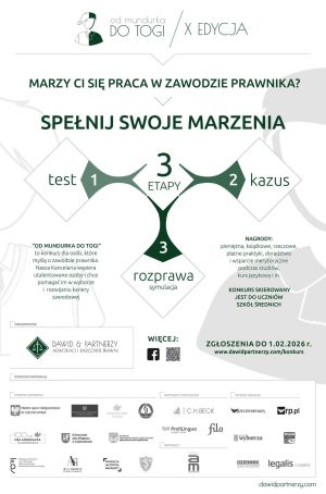 Plakat informacyjny X edycji Konkursu "Od mundurka do Togi".