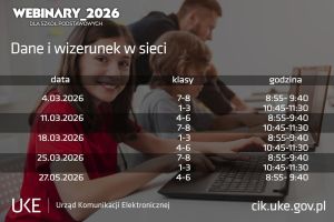 Harmonogram webinarów "Dane i wizerunek w sieci".