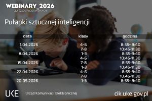 Harmonogram webinarów "Pułapki sztucznej inteligencji".