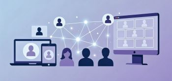 Grafika symbolizująca komunikację online miedzy ludźmi.