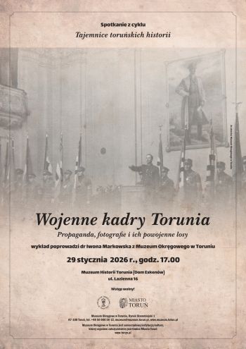 Plakat wykorzystujący starą fotografię hitlerowców podczas przemówienia.