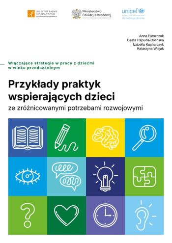 Piktogramy na okładce książki "Praktyczne wsparcie dla dzieci o zróżnicowanych potrzebach rozwojowych".