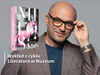 Okładka książki i autor na banerze promocji publikacji "Miłość nie istnieje".