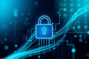 Grafika z kłódką na tle sieci internet.