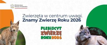 Ryś i wilk na banerze plebiscytu "Zwierzę Roku 2026".