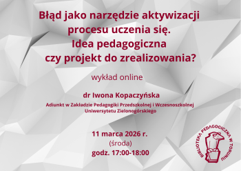 Plakat promujący wykłaz z podstawowymi informacjami i logo organizatora.