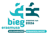 Logo Biegu Erasmusa 2026 z hasłem: solidarność, sprawiedliwość.