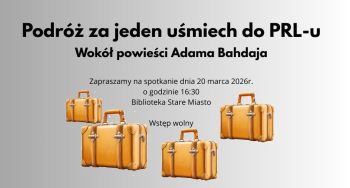 Plakat promujący wydarzenie z informacjami o nim i motywem walizek.