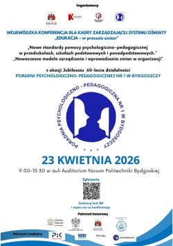 Plakat informacyjny konferencji „Edukacja w procesie zmian” z logotypami organizatorów"
