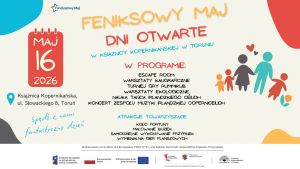 Kolorowy plakat informujący o dniach otwartych w bibliotece.