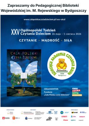 Na grafice logo CPCzD, logo Dziecięcej Akademii Czytania Bajek, inne logotypy oraz informacje o wydarzeniu.