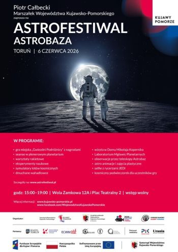 Plakat z logotypami organizatorów - Astrofestiwal.