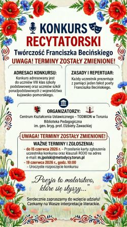 Plakat z motywem polnych kwiatów Wojewódzkiego konkursu recytatorskiego "Anioły z sąsiedztwa".
