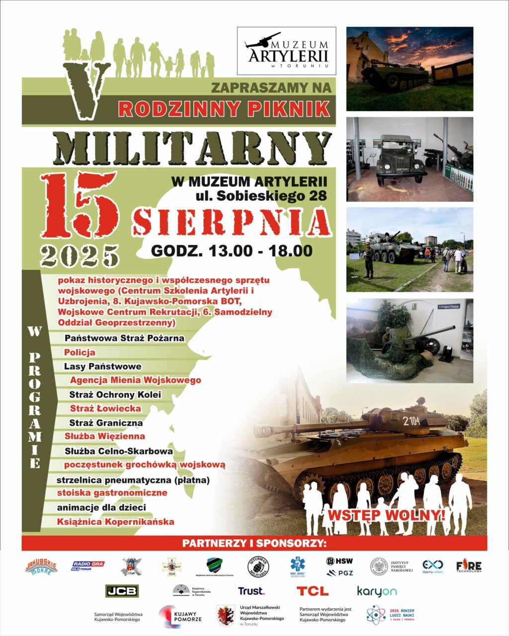Plakat promujący Rodzinny Piknik Militarny w Muzeum Artylerii w Toruniu
