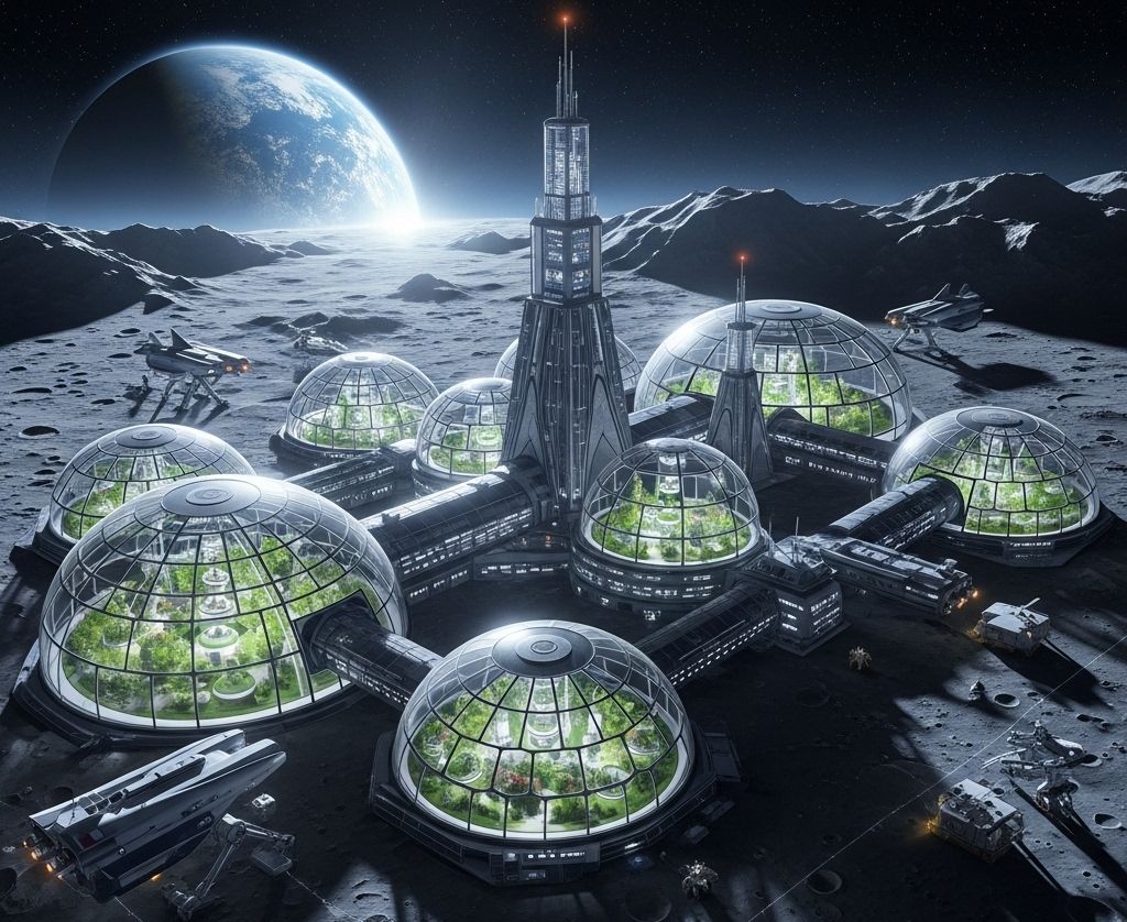 Futurystyczna baza na Książycu.