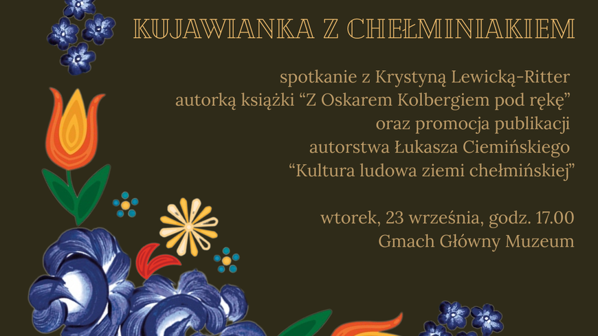 Grafika z namalowanymi kwiatami oraz informacją o wydarzeniu.