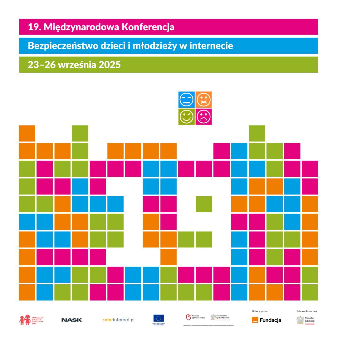 Kolorowa grafika ilustrująca międzynarodową konferencję.