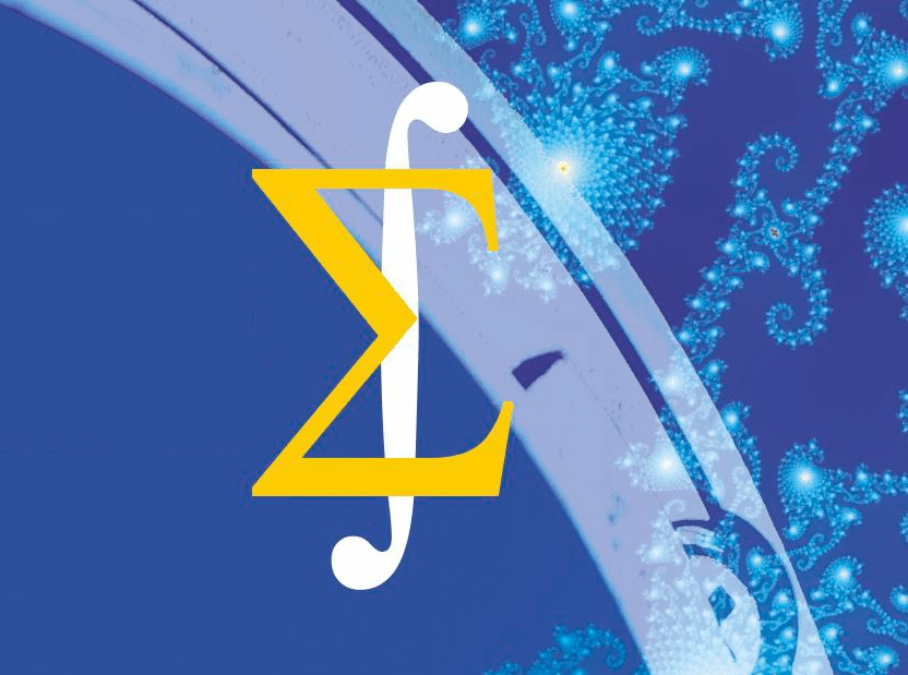 Fraktale i symbole matematyczne.