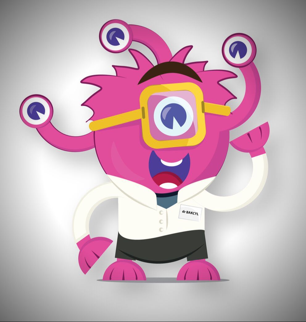 Maskotka Bydgoskiego Festiwalu Nauki - dr Bakcyl.