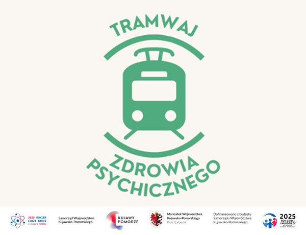 Grafika promująca wydarzenie z motywem zielonego tramwaju i logotypami organizatorów i patronów roku 2025.