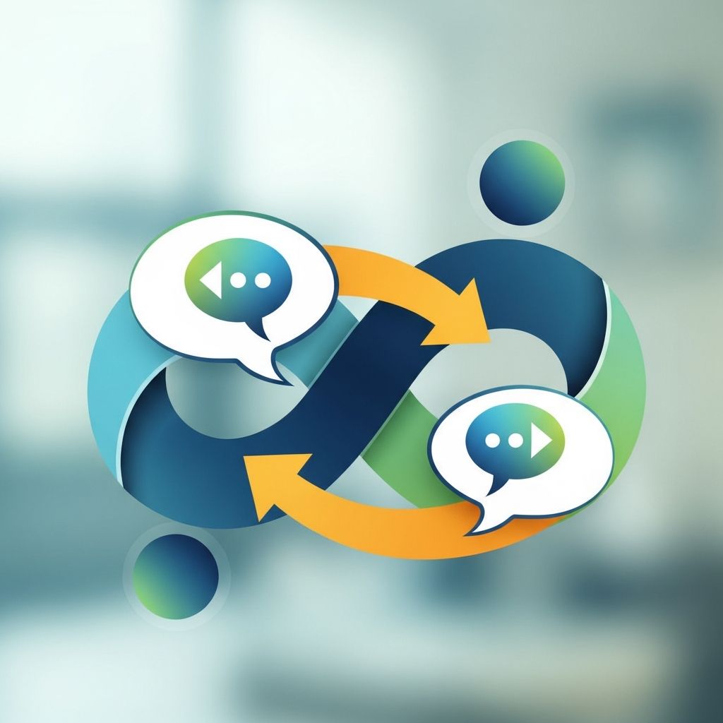 Grafika symbolizująca informację zwrotną w komunikacji interpersonalnej.