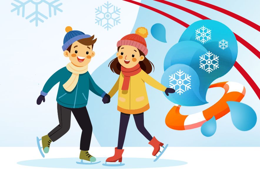 Dwoje dzieci na łyżwach.