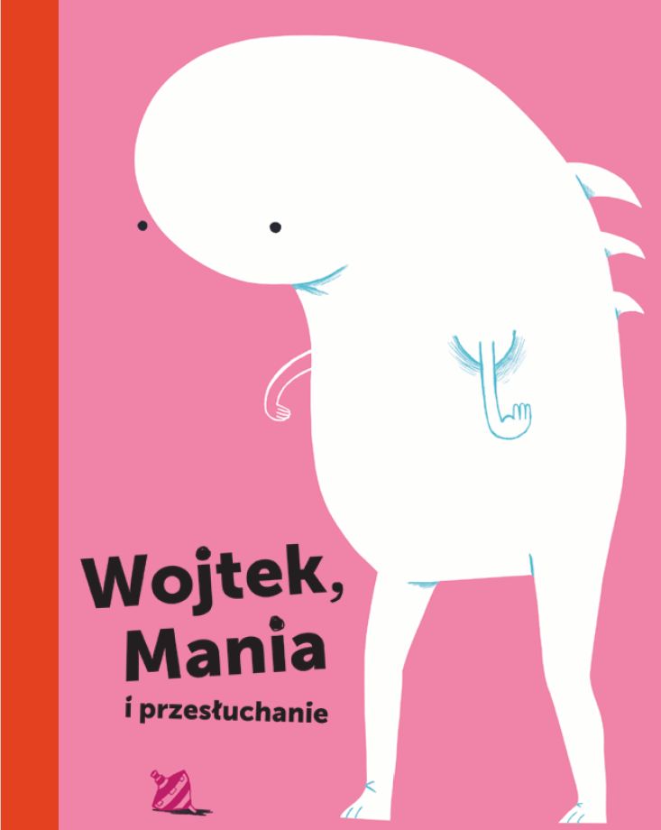 Okładka książki z ilustracją przedstawiającą białego stworka.