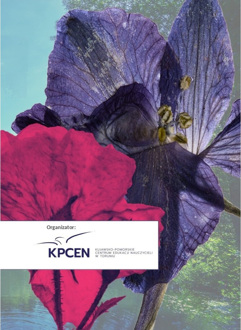 Dwa kwiaty i napis: organizator KPCEN w Toruniu.