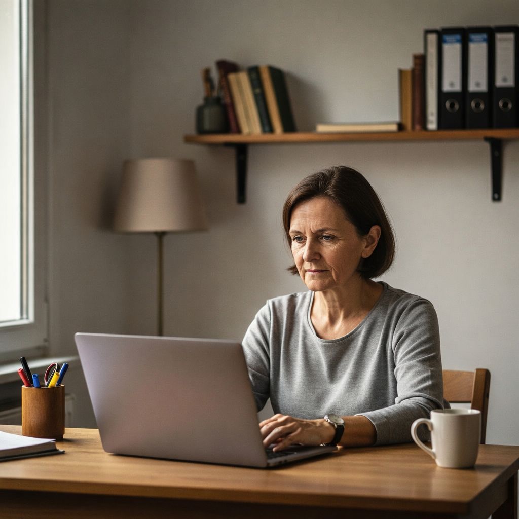 Kobieta przy laptopie.