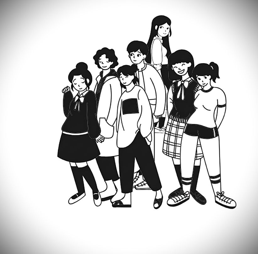 Grafika z motywem młodzieży.