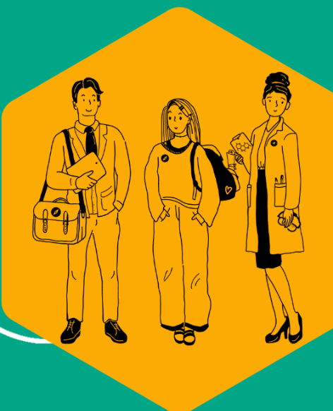 Uśmiechnięci nauczyciele i uczennica.